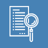 Icon of a document with a magnifying glass symbolizing search or review.
