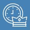 An icon of a clock with a checkmark in front.