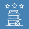 Icon of a luggage trolley with three suitcases.